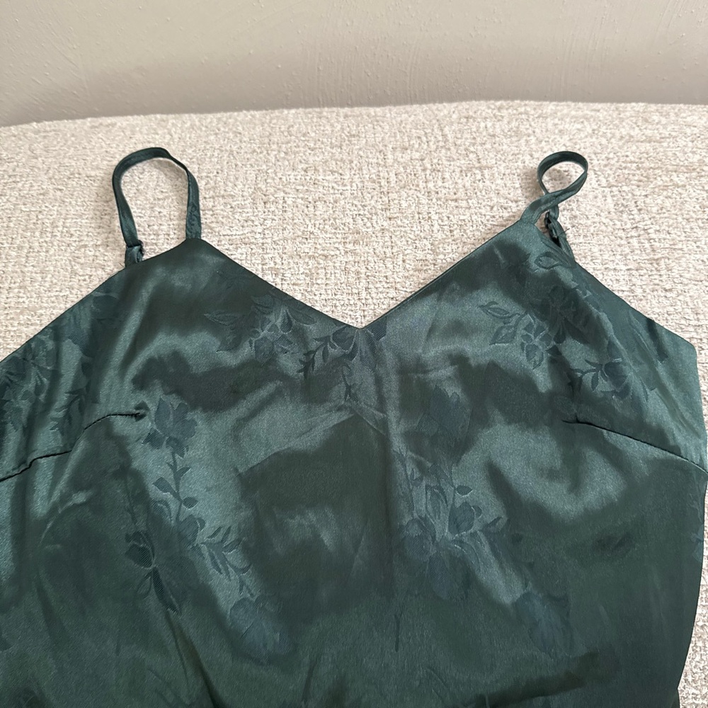 SHEIN Dark Green Floral Satin Maxi Dress